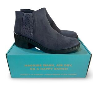 Bzees "Outstanding" Machine Washable Sparkle Booties in Navy Size 8.5